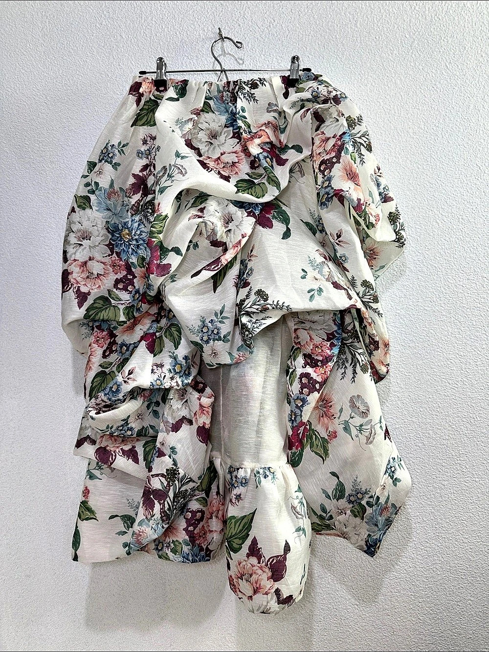 Zimmermann Floral Linen Silk Hi Low Tiered Draped Skirt Size 3 US Size 10 - Picture 2 of 7